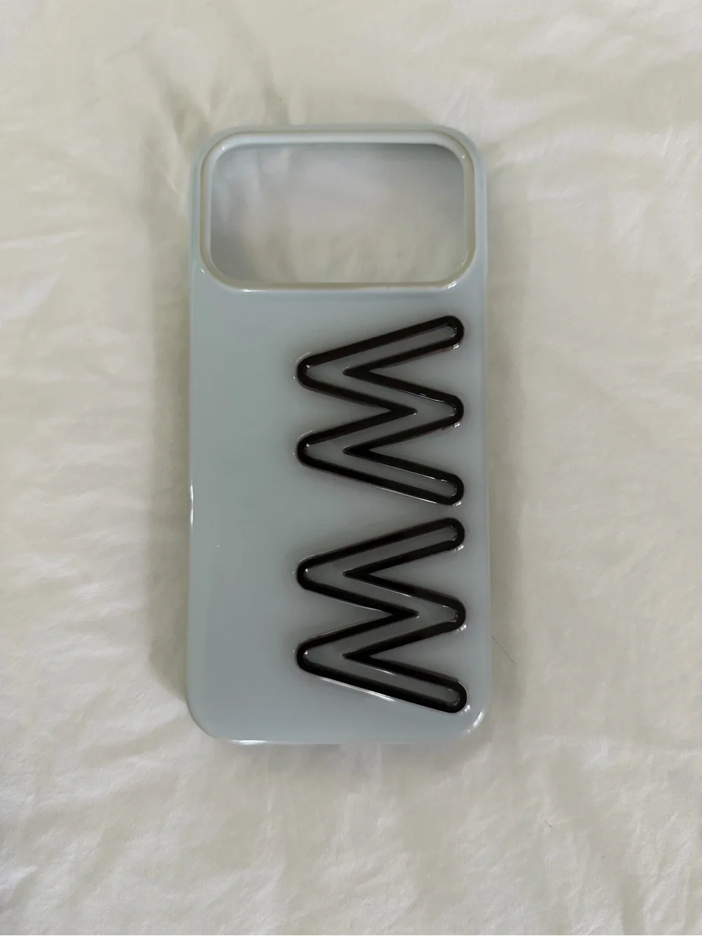 Sleek Light blue Phone Case with Black Zigzag Accent